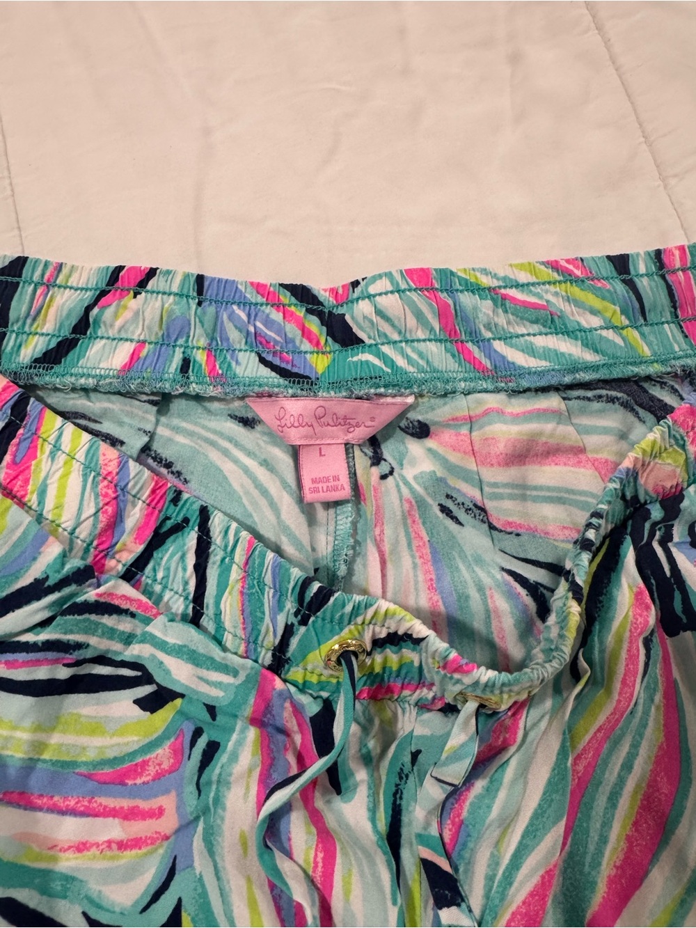 Colorful Tropical Print Drawstring Shorts - Picture 2 of 2